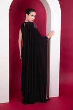 Load image into Gallery viewer, Black Asymmetric Cape Top - Cocktail Co-ord Set

