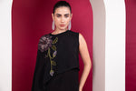 Load image into Gallery viewer, Black Asymmetric Cape Top - Cocktail Co-ord Set
