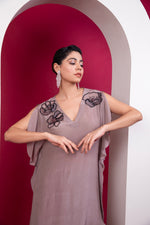 Load image into Gallery viewer, Asymmetric kaftan &amp; palazzo set - Greige shade
