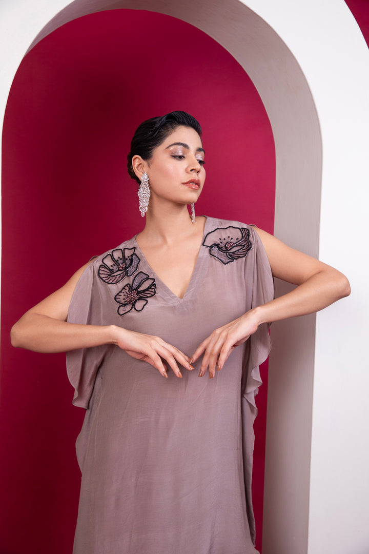 Asymmetric kaftan & palazzo set - Greige shade