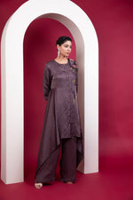 Load image into Gallery viewer, Structured Asymmetric Tunic - Side Bias flare &amp; Straight pants
