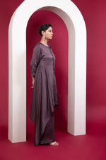 Load image into Gallery viewer, Structured Asymmetric Tunic - Side Bias flare &amp; Straight pants
