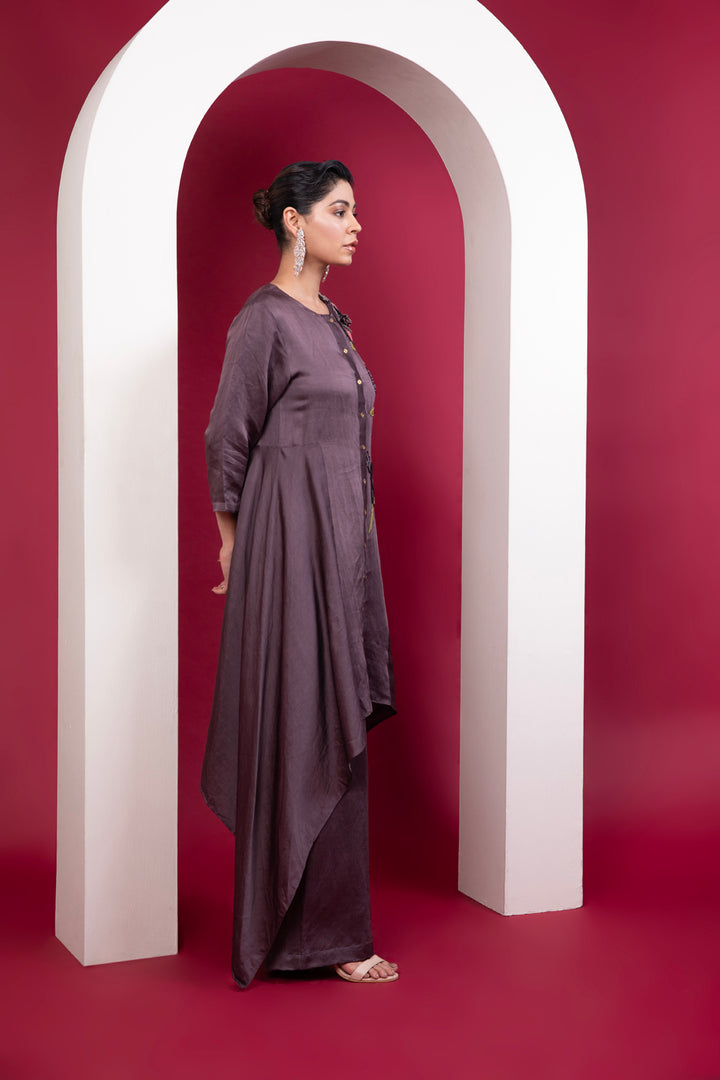 Structured Asymmetric Tunic - Side Bias flare & Straight pants