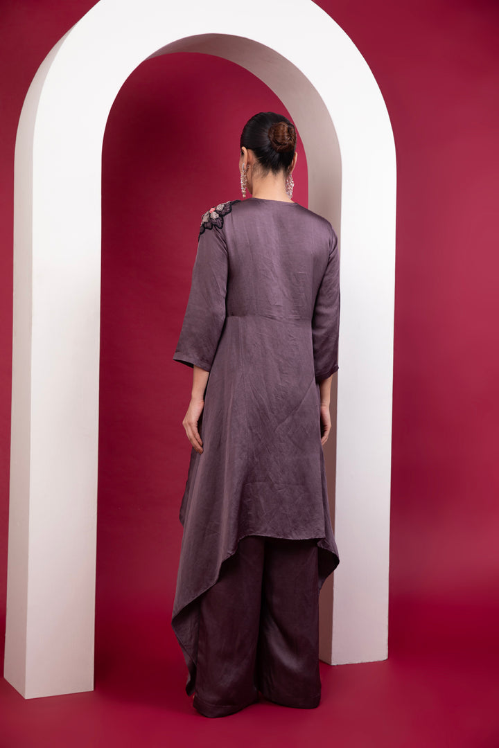 Structured Asymmetric Tunic - Side Bias flare & Straight pants