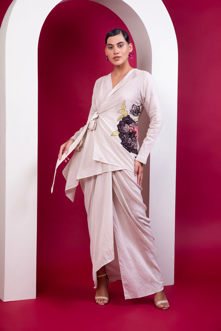 Boho Style Wrap Top, Draped Skirt
