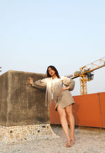 Load image into Gallery viewer, Khaki ombre shirt fringe dress
