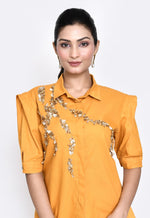 Load image into Gallery viewer, SUNFLOWER YELLOW SHIRT WITH HAND EMBELLISHMENT
