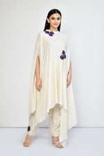 Load image into Gallery viewer, Ivory Pleated Drape Cape Tunic
