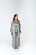Load image into Gallery viewer, Green-Purple Braided Kaftan Co-ord Set
