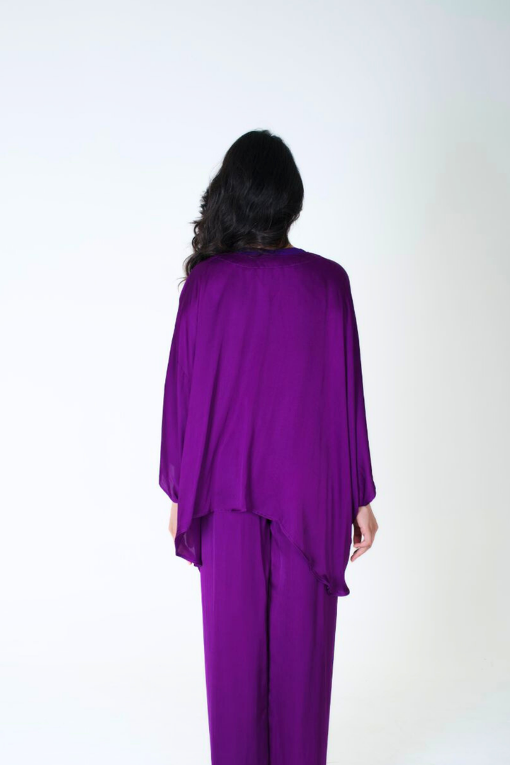 Purple-Green Braided Kaftan Co-ord Set