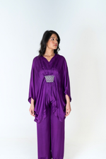 Load image into Gallery viewer, Purple-Green Braided Kaftan Co-ord Set
