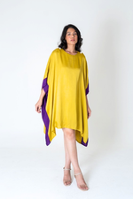 Load image into Gallery viewer, Yellow-Purple Short Kaftan Dress
