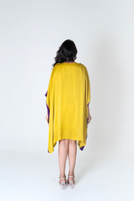 Load image into Gallery viewer, Yellow-Purple Short Kaftan Dress
