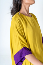 Load image into Gallery viewer, Yellow-Purple Short Kaftan Dress

