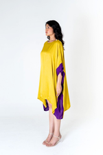 Load image into Gallery viewer, Yellow-Purple Short Kaftan Dress
