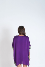 Load image into Gallery viewer, Purple- Green Short Kaftan Dress
