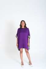 Load image into Gallery viewer, Purple- Green Short Kaftan Dress
