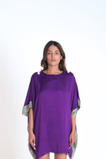 Load image into Gallery viewer, Purple- Green Short Kaftan Dress
