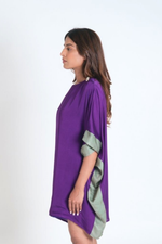 Load image into Gallery viewer, Purple- Green Short Kaftan Dress
