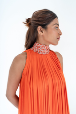 Load image into Gallery viewer, Orange-Pink Braided Halter Neck Gather Gown

