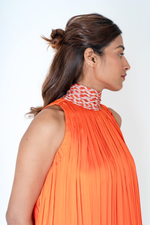 Load image into Gallery viewer, Orange-Pink Braided Halter Neck Gather Gown
