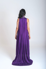 Load image into Gallery viewer, Purple-Green Braided Halter Neck Gather Gown
