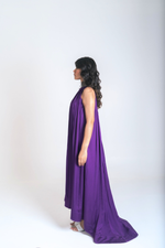 Load image into Gallery viewer, Purple-Green Braided Halter Neck Gather Gown
