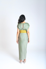 Load image into Gallery viewer, Green-Yellow Braided Cocktail Gown
