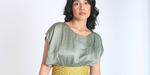Load image into Gallery viewer, Green-Yellow Braided Cocktail Gown

