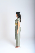 Load image into Gallery viewer, Green-Yellow Braided Cocktail Gown
