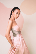 Load image into Gallery viewer, Pink-Green Drape Gown
