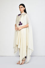 Load image into Gallery viewer, Ivory Pleated Drape Cape Tunic
