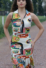 Load image into Gallery viewer, CRUNK VARICOLORED PAINTING PRINTED RUCHED MIDI DRESS
