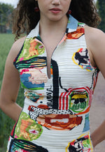Load image into Gallery viewer, CRUNK VARICOLORED PAINTING PRINTED RUCHED MIDI DRESS
