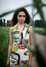 Load image into Gallery viewer, CRUNK VARICOLORED PAINTING PRINTED RUCHED MIDI DRESS
