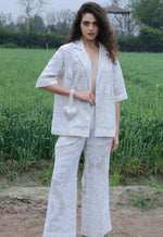 Load image into Gallery viewer, CRUNK IVORY SELF JACQUARD RESORT CO-ORD (SHIRT AND PANTS)

