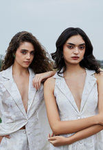 Load image into Gallery viewer, CRUNK IVORY SELF JACQUARD RESORT CO-ORD (SHIRT AND PANTS)
