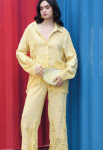 Load image into Gallery viewer, CRUNK YELLOW LACE MIX CO-ORD (SHIRT AND PANTS)

