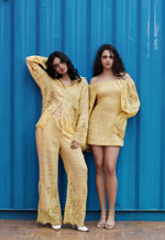 Load image into Gallery viewer, CRUNK YELLOW LACE MIX CO-ORD (SHIRT AND PANTS)
