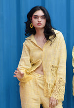 Load image into Gallery viewer, CRUNK YELLOW LACE MIX CO-ORD (SHIRT AND PANTS)
