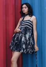 Load image into Gallery viewer, CRUNK BLUE-WHITE ABSTRACT PRINTED DRESS
