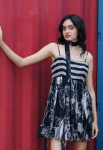 Load image into Gallery viewer, CRUNK BLUE-WHITE ABSTRACT PRINTED DRESS
