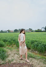 Load image into Gallery viewer, CRUNK TAN POLKA DOT CROCHET EMBELLISHED JACKET DRESS
