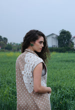 Load image into Gallery viewer, CRUNK TAN POLKA DOT CROCHET EMBELLISHED JACKET DRESS
