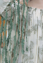 Load image into Gallery viewer, CRUNK OLIVE SELF SHEER JACQUARD OFFSHOULDER DRESS
