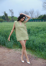 Load image into Gallery viewer, CRUNK LUSH GREEN JUTE SURFACING MINI DRESS
