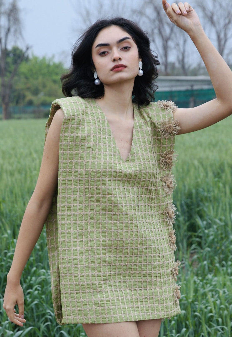CRUNK LUSH GREEN JUTE SURFACING MINI DRESS