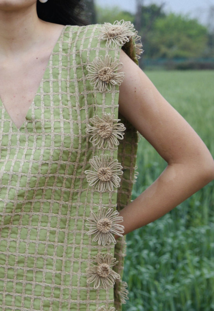 CRUNK LUSH GREEN JUTE SURFACING MINI DRESS