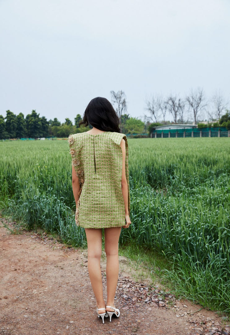 CRUNK LUSH GREEN JUTE SURFACING MINI DRESS