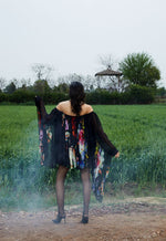 Load image into Gallery viewer, CRUNK BLACK EMBELLISHED TRAPEZE MINI DRESS
